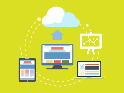 A graphic demonstrating uploading to the cloud..