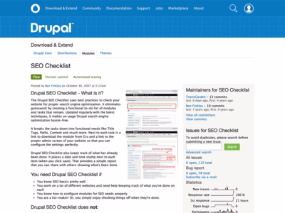 Drupal SEO checklist module screenshot.