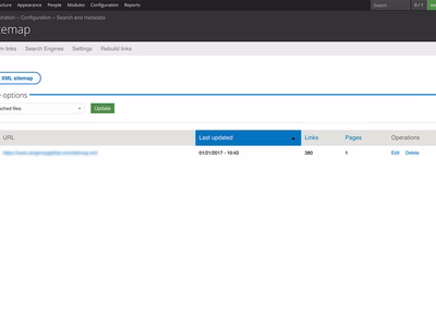 XML sitemap list settings screenshot.