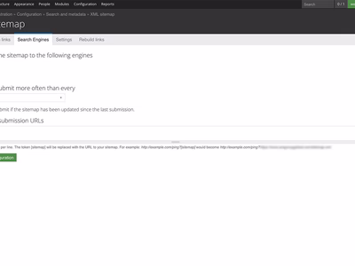 XML sitemap submission settings screenshot.