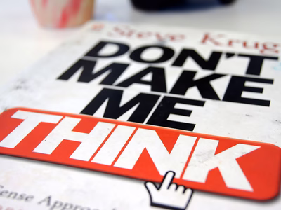 A copy of the book 'Don't Make Me Think' by UX expert Steve Krug.