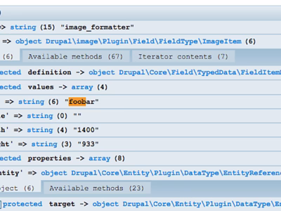 An example variables dump from Drupal Twig's Kint function..