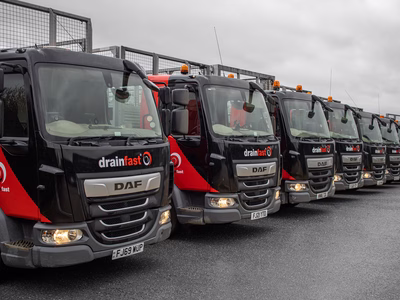 Drainfast fleet of trucks.