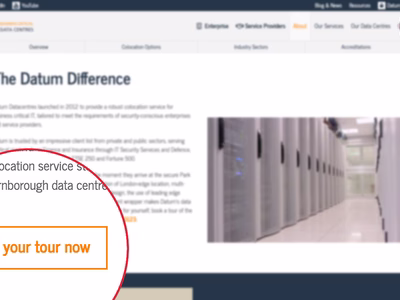 An example page from the Datum website highlighting the calls to action to book a tour.