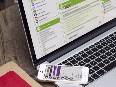 M&S: Food Tech Connect Extranet Home page on an Apple MacBook and Document Store on an iPhone.