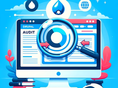 Drupal 7 end of life audit tasks abstractly displayed in a graphic