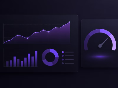 Illustration showing charts and performance gauge