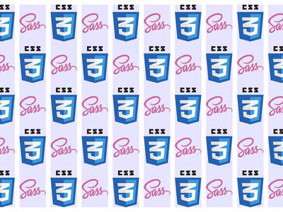 The Sass and CSS 3 logos offset in a pattern across a design grid.