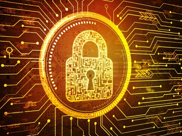 A large padlock integrated in to a circuit board.