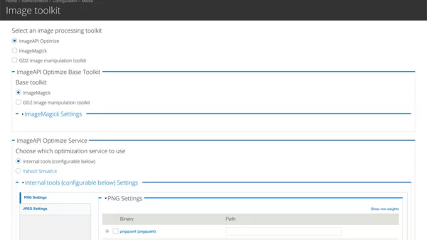 Image toolkit settings screenshot.