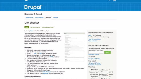 Drupal link checker module screenshot.