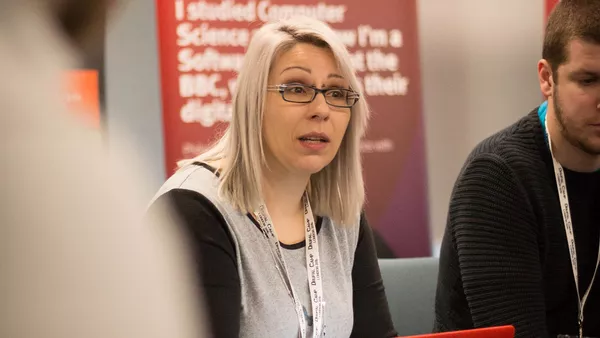 Julia Krajewska -a blonde lady attends the CXO day at DrupalCamp London 2016