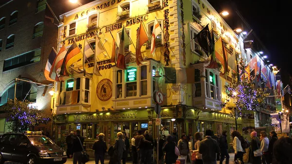 A busy street in Dublin, Ireland.