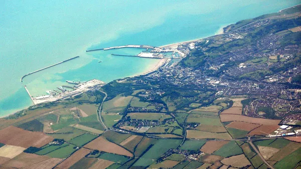 Dover as seen from a plane travelling in Southeast direction.
