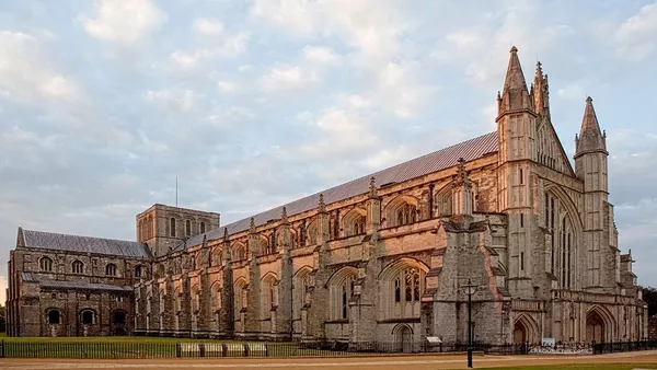 4am shot of Winchester Cathedral showing west end, central tower & UKs 2nd longest cathedral nave.