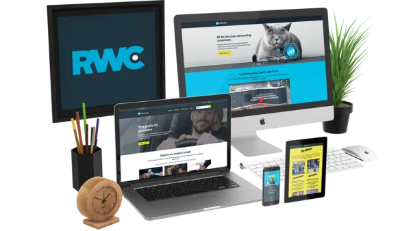 A suite of websites for RWC shown on several different devices.