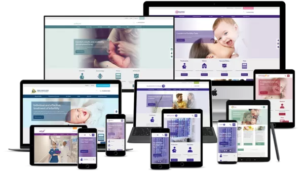 The suite of Virtus Health websites shown on a variety of devices.