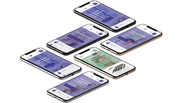 Virtus Health Australian websites shown on a variety of mobile phones.