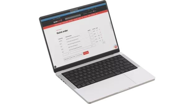 Drainfast quick order interface shown on a MacBook Pro.