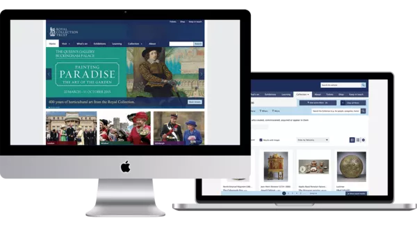 Royal Collection Trust: The Royal Collection Website on an Apple iMac and MacBook.