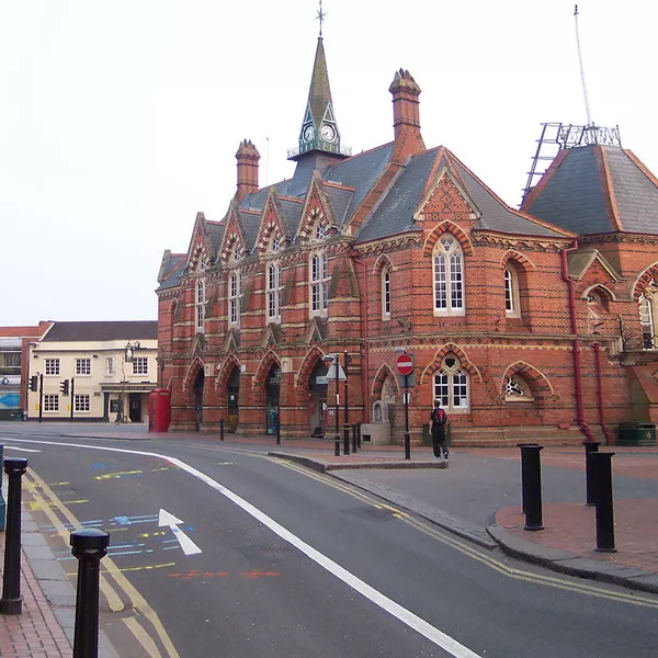 Town hall of Wokingham (Berkshire, England); built in 1860 on the site of the guildhall.
